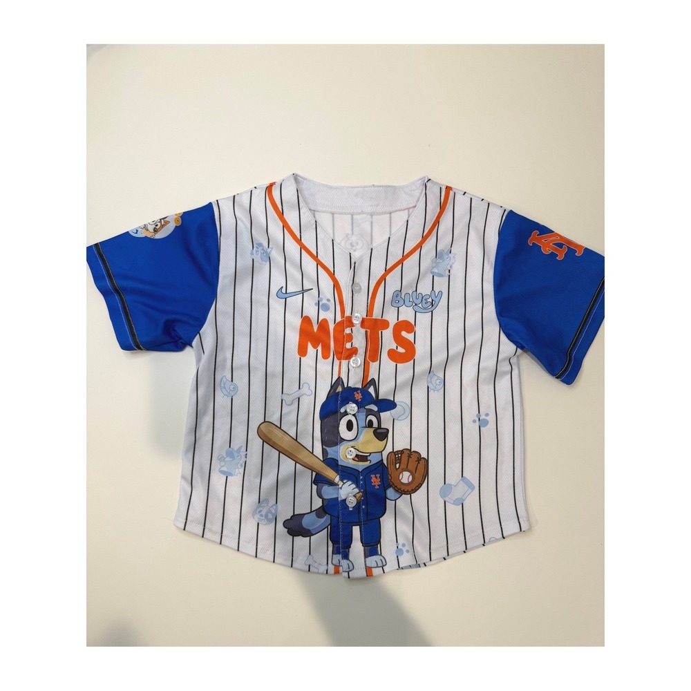 Kids New York Mets MLB Bluey And Bingo Baseball Jersey 6 Years